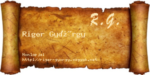 Riger György névjegykártya
